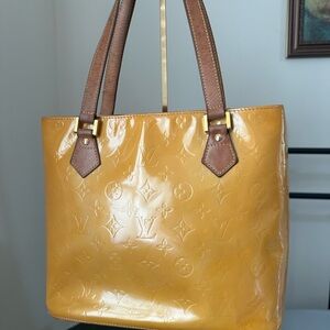 Louis Vuitton Yellow Monogram Tote with Brown Handles